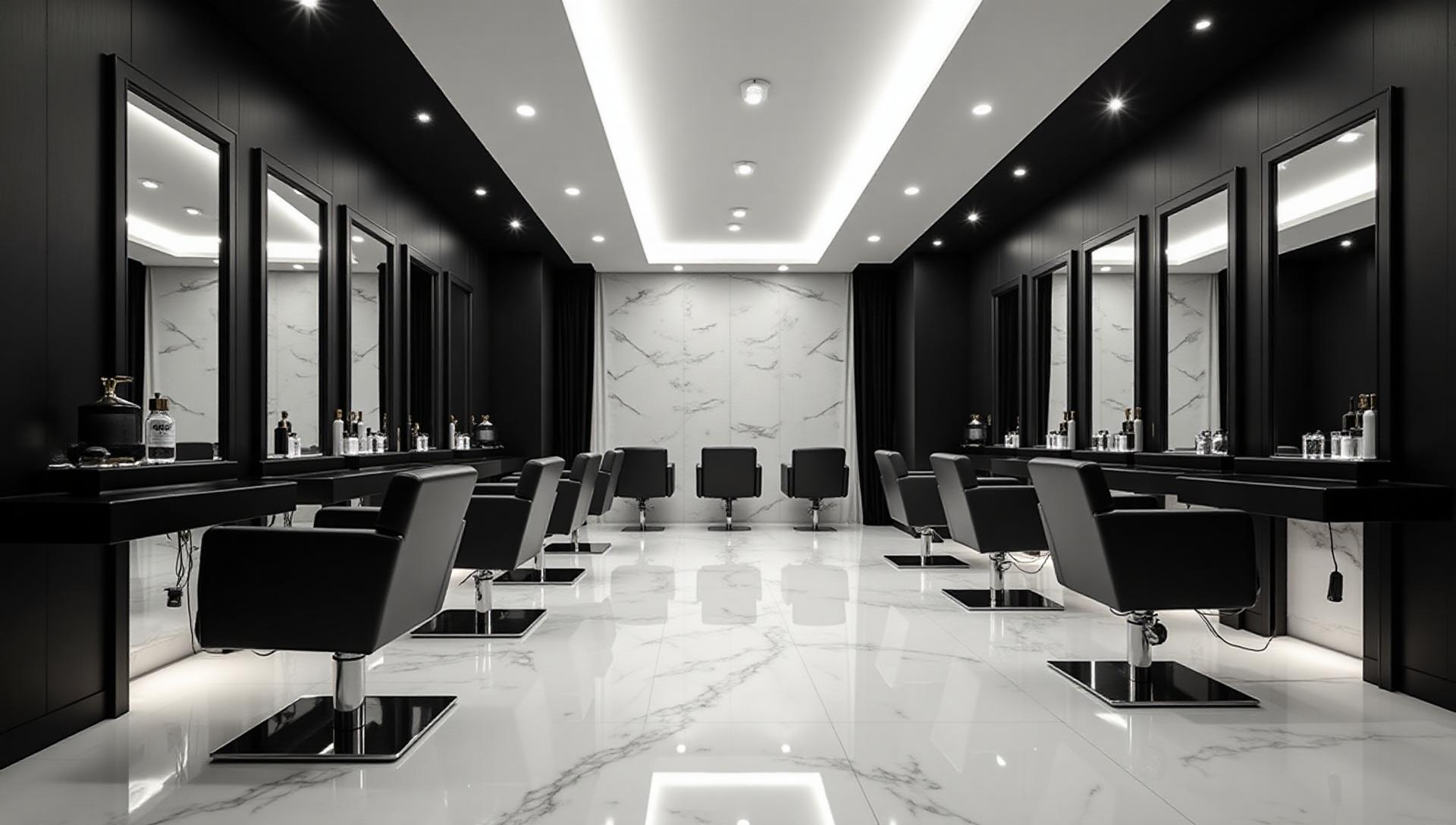 Espace d’attente et postes de coiffure dans le salon